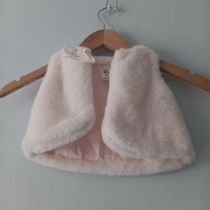 Baby B’gosh Cozy Faux Fur Vest White with Bow Accent 6M